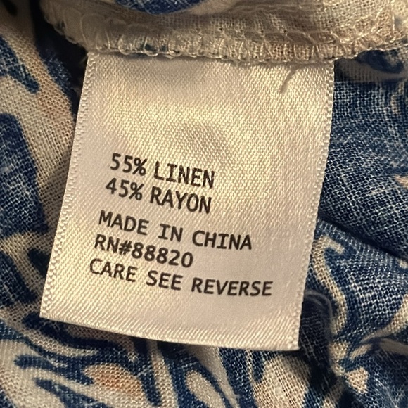 Nicole Miller New York Boho linen top bell sleeves square collar blouse Sz M - Picture 5 of 8